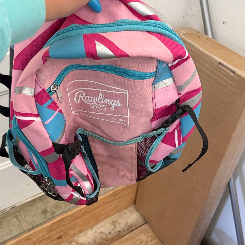 Rawlings Pink Teal Silver Geometric Daypack